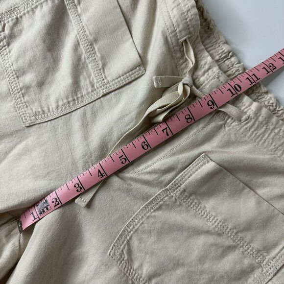 Eddie Bauer Linen Blend Pants Womens Sz 12 Beige Coastal Beach Casual Vacation - Picture 9 of 12